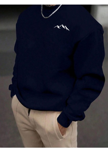 Dağ Baslıkı Erkek Oversize Sweatshirt
