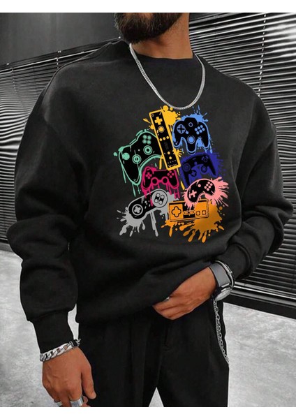 Konsol Baskılı Oversize Sweatshirt fırsatları