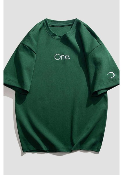 Kol Detaylı Baskılı Unisex Oversize T-Shirt