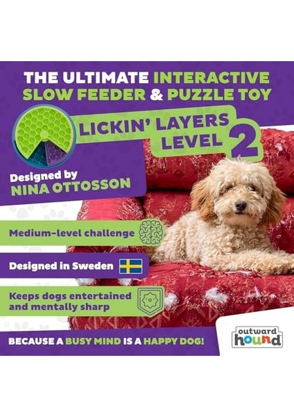 Outward Hound Nina Ottosson Lickin' Layers - Köpekler Için Interaktif Zeka Oyuncağı - Daha Yavaş Yeme Hızı Için