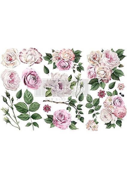 Dekor Transferleri-Narin Güller 15 cm x 30 cm Sevgililer Günü Hediyeleri, Paskalya Günü Süsleri, Çocuk Hediyeleri, Anne Sevgililer Günü Hediyesi