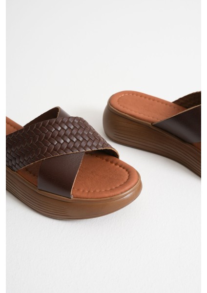 Fayn Acı Kahve Örgü Desenli Hakiki Deri Terlik indirimleri