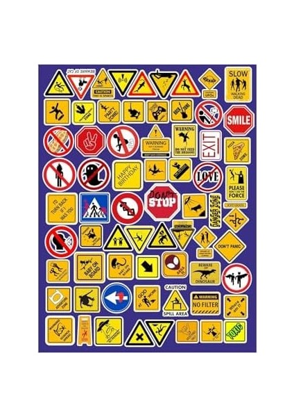 Hilarious Road Signs Eğlenceli Yol Işaretleri Telefon Laptop Notebook Tablet Defter Etiket