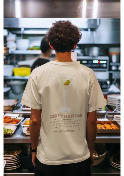 Erkek/kadın Oversize Dirty Martini Sırt Baskı Detaylı T-Shirt
