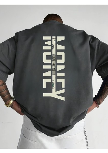 Erkek Oversize Money Sırt Baskılı T-Shirt Rahat ve Şık Tasarım