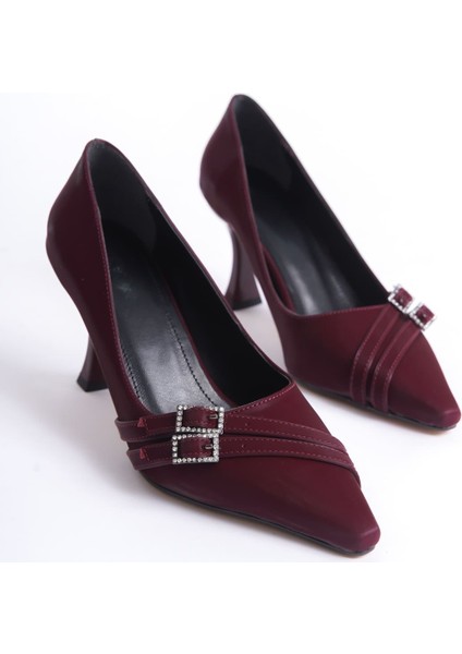 Maya Kadın Bordo Saten Topuklu Ayakkabı fiyatları