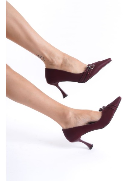 Maya Kadın Bordo Saten Topuklu Ayakkabı modelleri