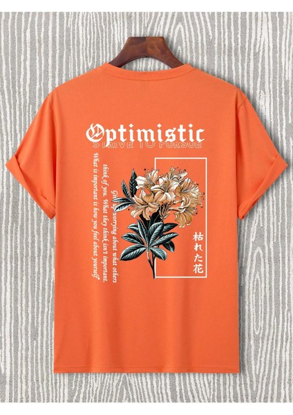 Optimistic Sırt Baskılı Oversize Unisex T-Shirt - Rahat ve Şık Tasarım