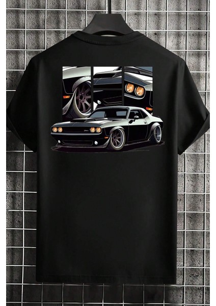 Erkek Oversize Tişört – Classic Amerikan Arabası Sırt Baskılı, Pamuklu, Günlük & Sokak Stili indirimleri