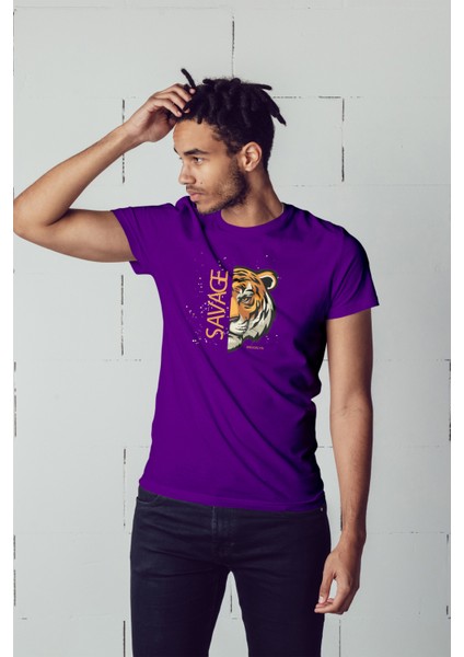 Savage Kaplan Baskılı Oversize Erkek T-Shirt