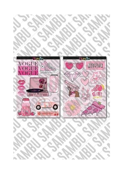 Pink Aesthetic Temalı Etiket Seti 1 - Pembe - Laptop Notebook Telefon fiyatları