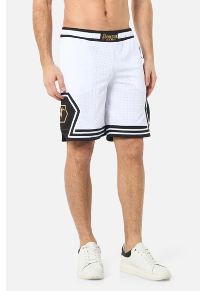 Black Mesh Short White-Gold