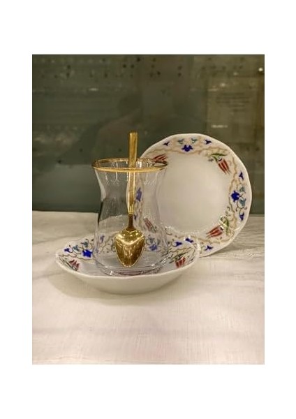 18 Parça Lalenaz Çiçekli Altın Yaldızlı Acem Çay Bardağı Takımı Seti 86985669885AYBBASATORE modelleri