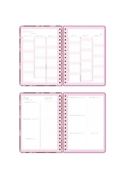 2026 A5 Spiralli Renkli Haftalık Ajanda 12 Aylık - Motivasyon Sayfalı Çilek