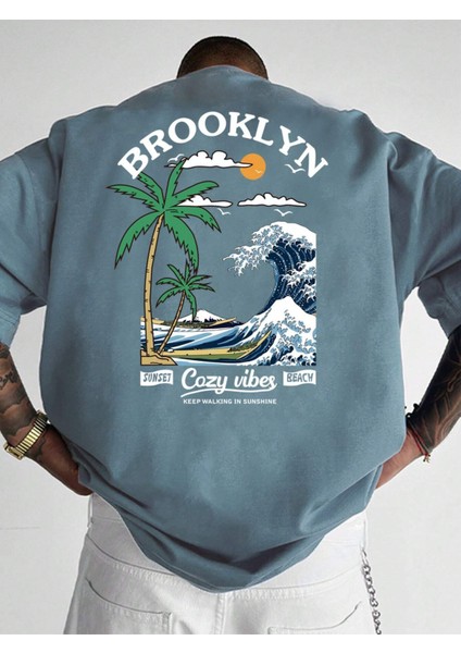 Brooklyn Baskılı Oversize T-Shirt