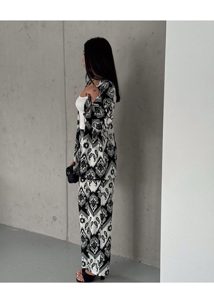 Kadın Otantik Desen Kumaş Mavi Ikili Kimono Takım fiyatları