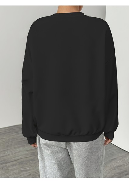 Unisex Panter Baskılı Oversize Sweatshirt - Günlük Kombin - Sokak Stili modelleri