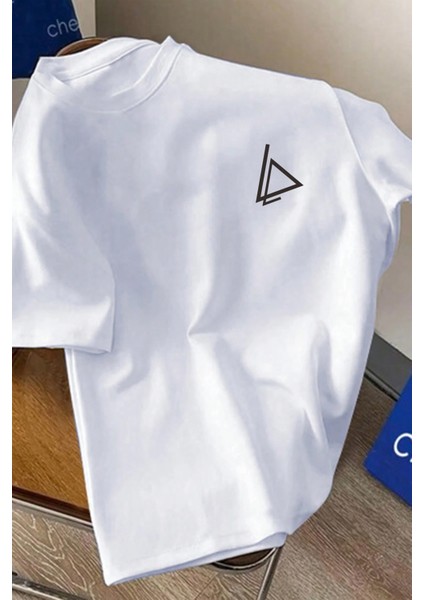 Geometrik Üçgen Baskılı Oversize T-Shirt fiyatları