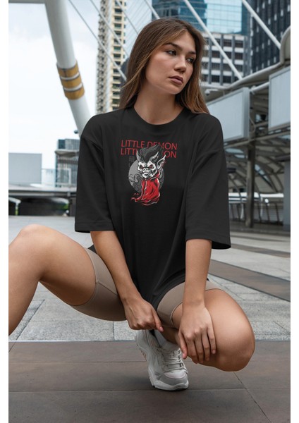 Lucifer Baskılı Oversize T-Shirt