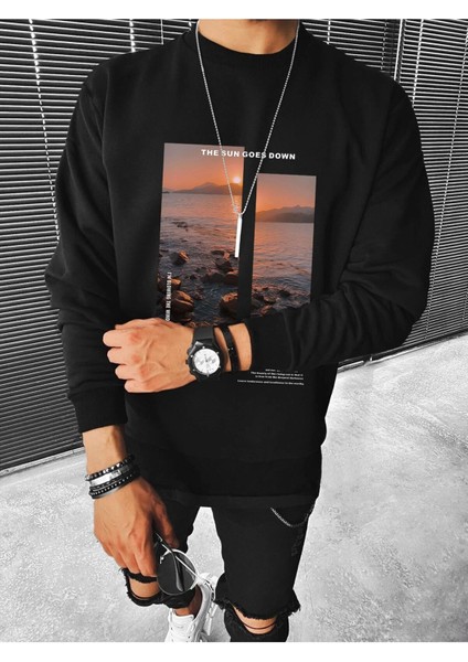 Manzara Siyah Sweatshirt