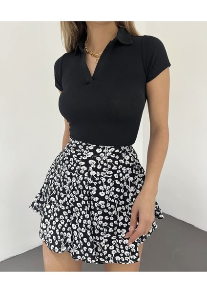 Polo Yaka Kaşkorse Kısa Kol Crop fiyatları