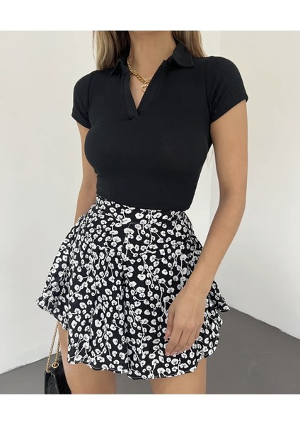 Polo Yaka Kaşkorse Kısa Kol Crop modelleri