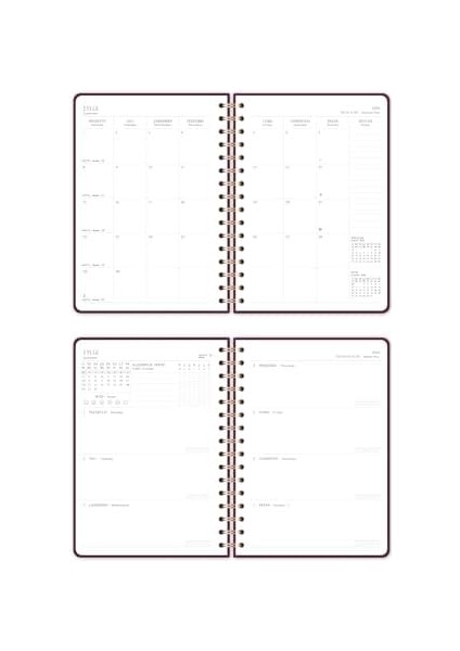 2025-2026 A5 Spiralli 16 Aylık Akademik Ajanda - Bordo