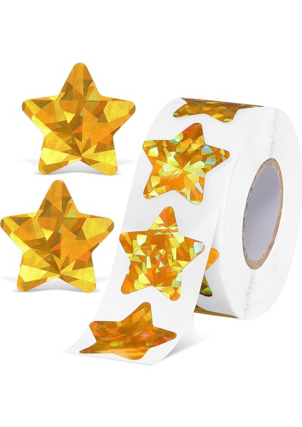 Adet Ödül Çıkartması, 500 Adet Folyo Yıldız Metalik Rulo, 3.8cm Büyük Holografik Altın Yıldızlar, Sınıf ve Eğitim Kullanımı Için - 500 Adet modelleri