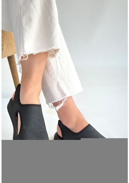 Wayi Siyah Hasır Cilt Sandalet modelleri