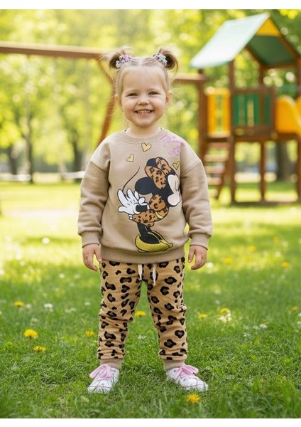 Mıckey Mouse Karakterli Kız Çocuk Alt Üst Takım 3 Iplik