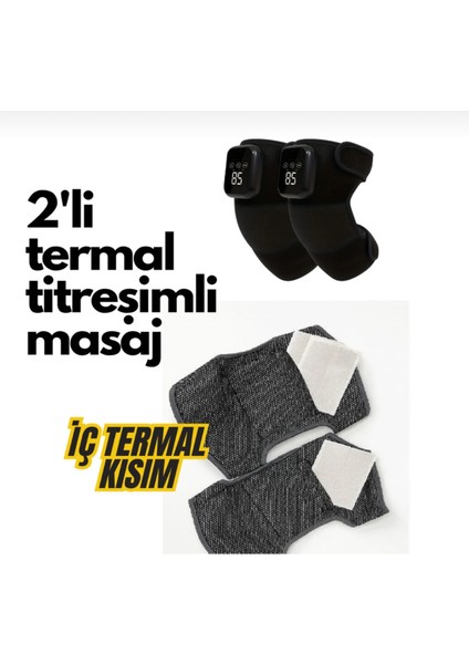 2 Adet Kablosuz Titreşimli Termal Diz Masaj 4 Isıtma Pedi + 2 Uzatma Aparatı Omuz, Diz, Dirsek Için fiyatları