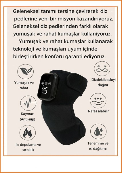 2 Adet Kablosuz Titreşimli Termal Diz Masaj 4 Isıtma Pedi + 2 Uzatma Aparatı Omuz, Diz, Dirsek Için modelleri