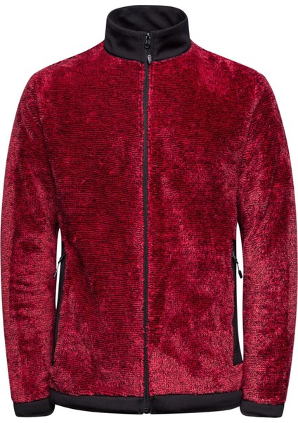 San Diago Erkek Tam Fermuarlı Çizgili Polar Kırmızı