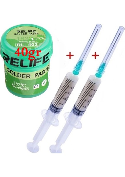 Relıfe RL-402/ Krem Lehim Paste 183°C 40G Flux Lehim Toplama Elektronikçi Yardımcı SETI06