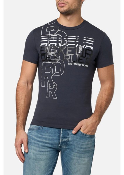 Round Neck Anthracite T-Shirt With Graphic Anthracite