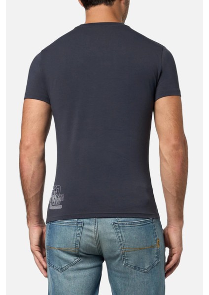 Round Neck Anthracite T-Shirt With Graphic Anthracite fırsatları