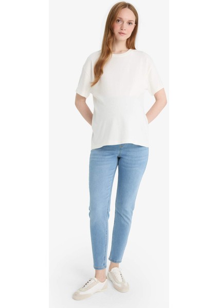 Skinny Fit Yüksek Bel Düz Paça Standart Boy Hamile Pantolon