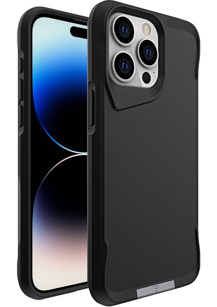 Apple iPhone 15 Pro Max Kılıf Senk Airbag Kenarlı T-Max Mat Standlı Kapak-Siyah