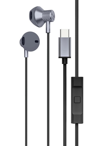 Buğz Newface LS-730 1.2m Iphone 15 Serisi Ile Uyumlu Type-C Kablolu Kulaklık - Gri