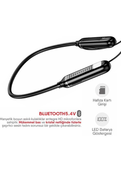 Boyundan Askılı Bluetooth Kulaklık — iPhone 14 / 14 Pro / 14 Pro Max (Profesyonel Mikrofon 430 Saat) modelleri