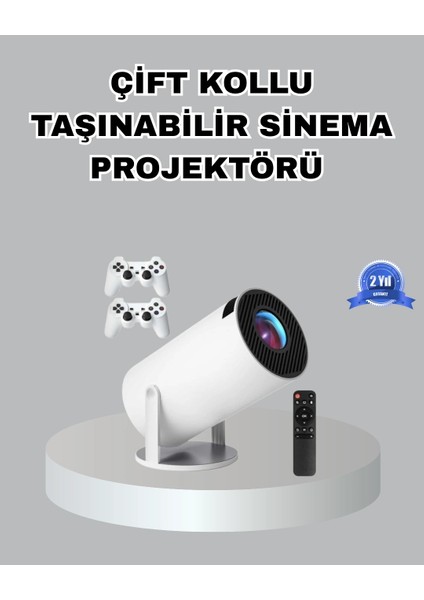 Taşınabilir Projeksiyon Cihazı 4K Destekli Wi-Fi Kablosuz Ekran Yansıtma