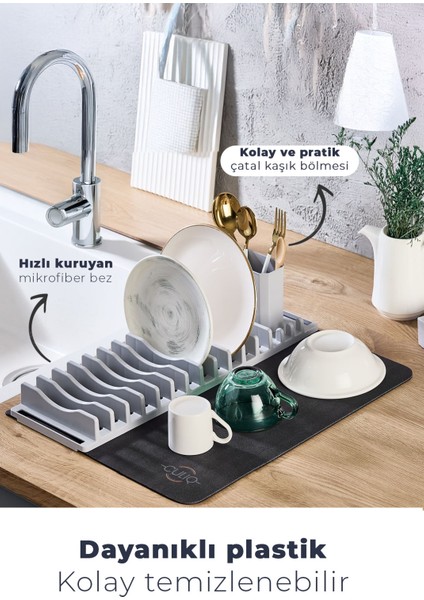 Lüks Modern Tezgah Üstü Tabak-Kaşık Kurutma Kaşıklık, Hızlı Kuruyan Mikrofiber Mat ve Bpa Içermez fiyatları