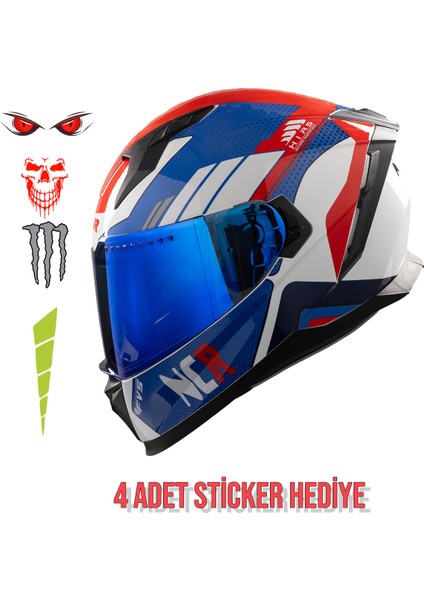 Ncr Stream Kapalı Kask Mavi Vizörlü (Ece-06)
