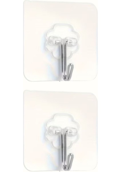 2 Adet Şeffaf Kendinden Yapışkanlı Döner Kanca Çok Amaçlı Kancalı Sticker