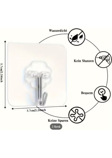 2 Adet Şeffaf Kendinden Yapışkanlı Döner Kanca Çok Amaçlı Kancalı Sticker fiyatları