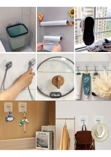 2 Adet Şeffaf Kendinden Yapışkanlı Döner Kanca Çok Amaçlı Kancalı Sticker indirimleri