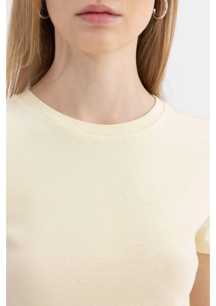 Coool Fitted Ribana Basic Düz Kısa Kollu Tişört