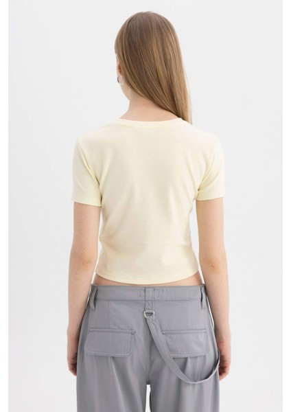 Coool Fitted Ribana Basic Düz Kısa Kollu Tişört