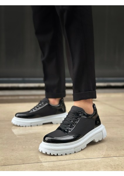 BA0243 Bağcıklı Rugan Paraşüt Detaylı Yüksek Taban Siyah Erkek Ayakkabı fiyatları