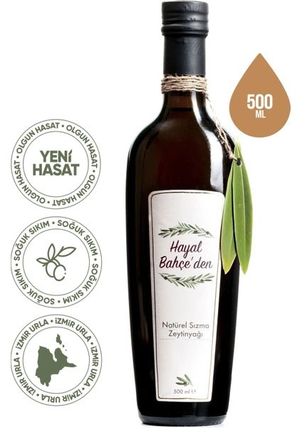 Olgun Hasat Natürel Sızma Zeytinyağı 500 ml | Soğuk Sıkım, Izmir Urla, Yeni Hasat, Düşük Asidite